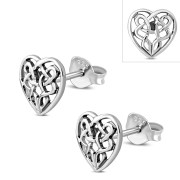 Celtic Knot Heart Stud Silver Earrings, ep325st